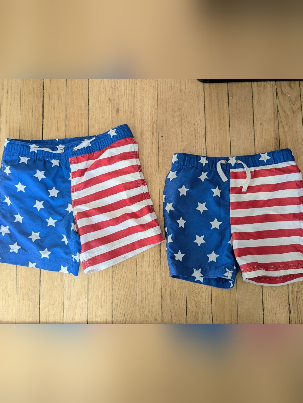Matching Hanna Andersson Stars & Stripes Swim Trunk Set, Size 3T & 5T